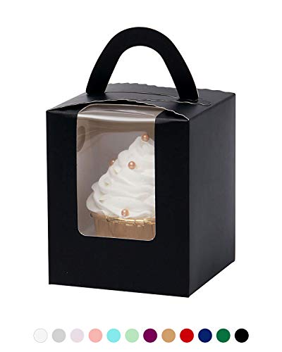 YoTruth Black Single Serve Cupcake Box 50 Count for Birthday Graduation Party