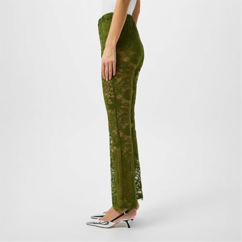 UAURORAO Women Lace Bell Bottoms See Through Leggings Wide Leg Flare Pants Sheer Mesh Hollow Out Cover Up Trousers4