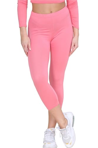 Mallas yoga mujer coral leggings capri 3/4 pantalones deportivos crop entrenamiento talla 40-42