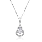Weviway Silver Teardrop Pendant Necklace, Cubic Zirconia Crystal, 49cm Chain Length, White