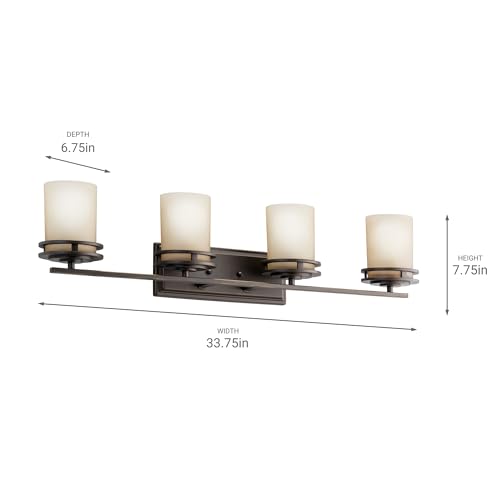 Image of Kichler Hendrik 33.75 inch 4 Light Vanity with Light Umber Etched Glass Olde Bronze