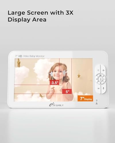 Image of iFamily 7 inch Large Split Baby Monitor with 2 HD Cameras and Audio