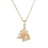 BYETOCE Dainty Christmas Tree Charm Necklace with Spinning Snowflake Pendant, Gold Silver Plated Trendy Xmas Tree Fidget Jewelry for Women Anxiety Necklace New Year Jewelry Gifts