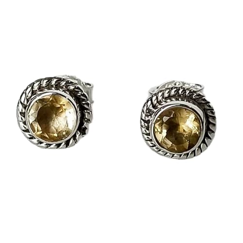 Citrine naturelle boucles d'oreilles anti-irritation argent 925