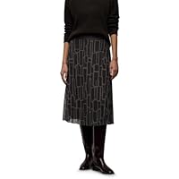 Street One Mesh Plissée Rock mit Print Darkest Brown 42