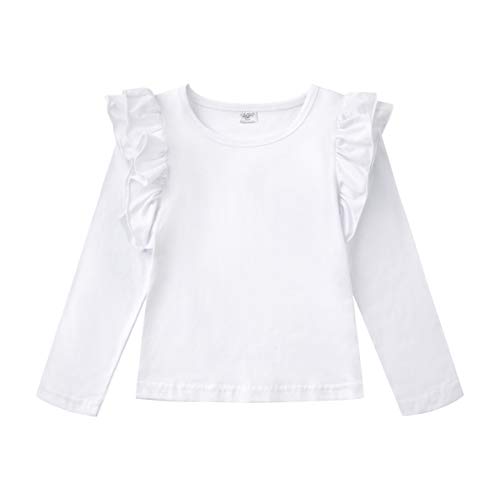 CREATOR Toddler Baby Girl Ruffle Sleeve Shirt Basic Plain Cotton T-Shirts Tops Tee Clothes