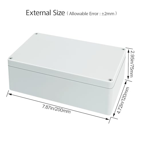 Image of Junction Box Waterproof Plastic Project Box IP65 Plastic Project Box Electrical Box Enclosure Gray White 7.87 inchx 4.72 inchx 2.95 inch(200x120x75mm)