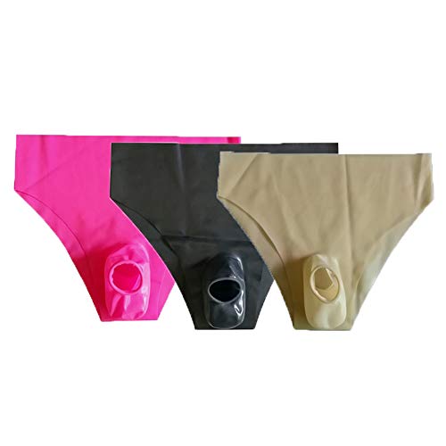 Mens Latex Rubber Panties Shorts with Ball and Half Sheath Cut-Out Ring Briefs