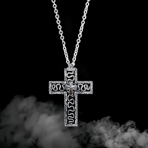 Thanos necklace - 3D Printed Cross Necklace with Dark Box Ten Character,Thanos-Inspired Cross Pendant，Vintage Handmade Men's and Women's Pendant Jewellery,Fashion Unisex Gift Ideas2