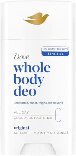 Dove Whole Body Deo Deodorante Stick per Tutto il Corpo Original 75 ml, Deodorante Corpo Multi-Zona con 0% Sali di Alluminio, Protezione Anti-Odore 24 Ore, Formula Delicata, Dermatologicamente Testato