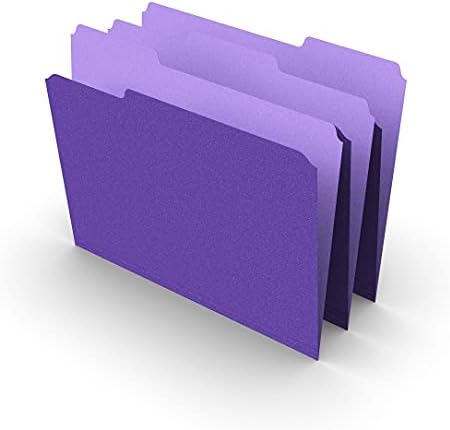 Myofficeinnovations 535559 Colored Top-Tab File Folders,3 Tab,Pur,LTR,100/Pk