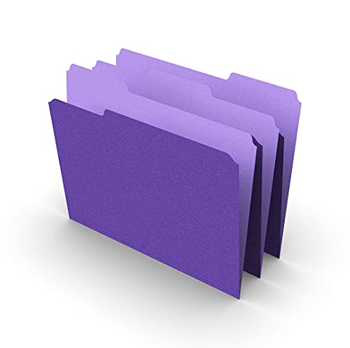 Myofficeinnovations 535559 Colored Top-Tab File Folders,3 Tab,Pur,Ltr,100/Pk #TOP19