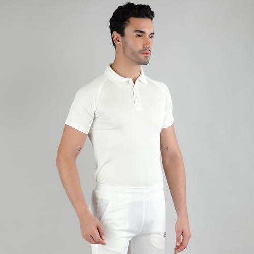 Image of DSC Atmos Half Sleeve Polyester Cricket T-Shirt Size 28 (White /Navy)