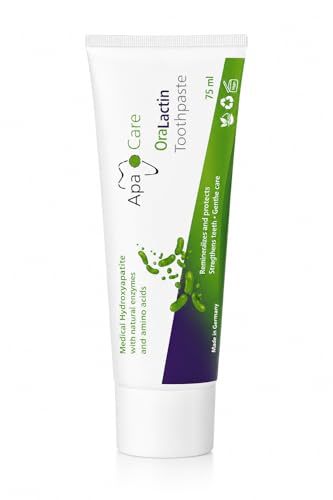 ApaCare OraLactin Zahncreme, 3×75 ml Zahnpasta mit Hydroxylapatit (flüssiger Zahnschmelz), Fluorid & probiotischen Inhaltsstoffen, für Remineralisierung, Pflege empfindlicher Zähne, ohne Titandioxid