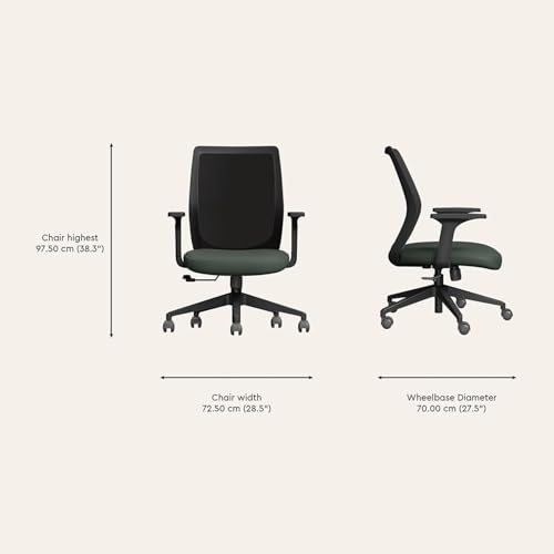Image of Interio by Godrej Curv Premium Mesh Wide Back Ergonomic Chair for Work from Home /Study | 1 Year Warranty | Height Adjustable Chair | Heavy Duty PP Base | DIY Installation (Set of 5, Earthstone)