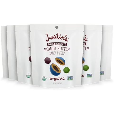 Justin’s Organic Dark Chocolate Peanut Butter Candy Pieces, 4.5 Oz, 6 Pack Cover