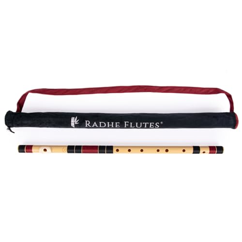 Image of Radhe Flutes PVC Fiber Bass G With Velvet Cover (Beige Flute With Black & Maroon Threads)