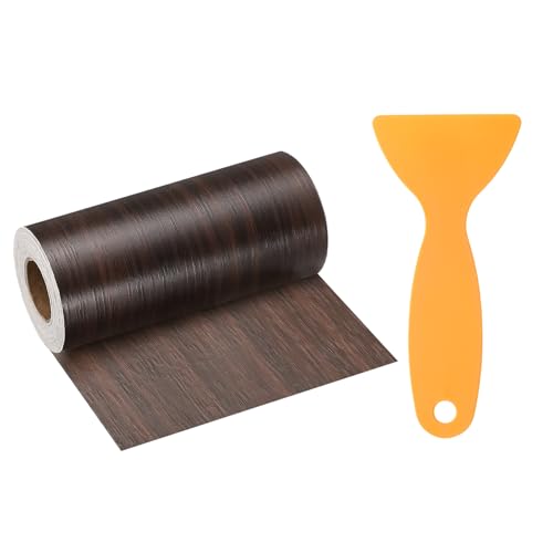 Image of HARFINGTON Wood Grain Repair Tape 4.7 Inch x 33ft Self Adhesive Repair Patch Tape Simulated Wooden Floor Tapes with Plastic Scraper for Tables Doors Windows Furniture, Black Walnut