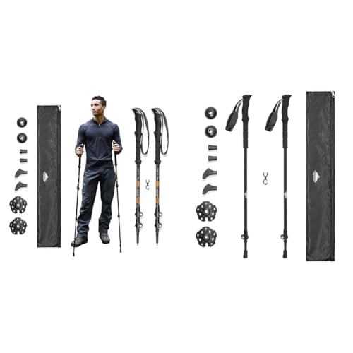 Cascade Mountain Tech Trekking Poles - Aluminum and Carbon Fiber Hiking Walking Sticks with Quick...