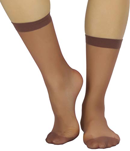 Image of ToBeInStyle Women's Pack of 6 Trendy Sheer Nylon Crew Sock Stockings