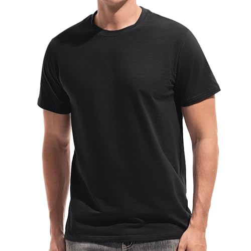 VEIISAR Mens T Shirt - Short Sleeve Crew Neck Soft Fitted Elastic Tees Fresh Classic Tshirts Color 20+ - Main Image