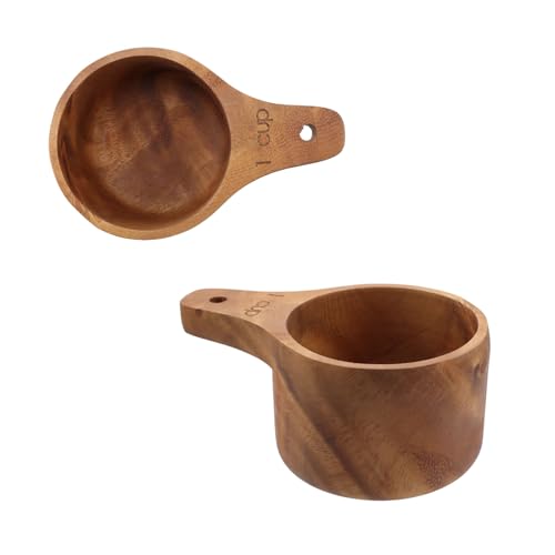 Vaso medidor de madera 1 cup con mango natural miniatura 3