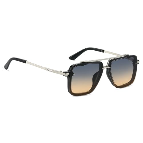 Image of Xpectrum Retro Square Aviator Sunglasses for Men Women Vintage 70s Disco Gangster Style Rectangle Glasses