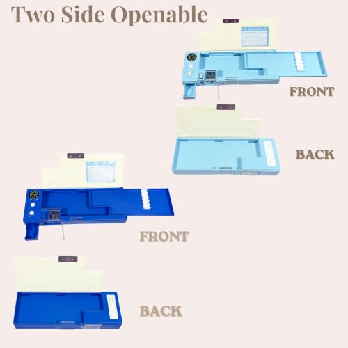 Image of ZAFCO Magnetic Plastic Pencil Box for Kids with Pop-Up Tray Built-in Compass Sharpeners Spacious Storage Pencil Case for Boys & Girls School Students -Pack of 1 (Blue Random)