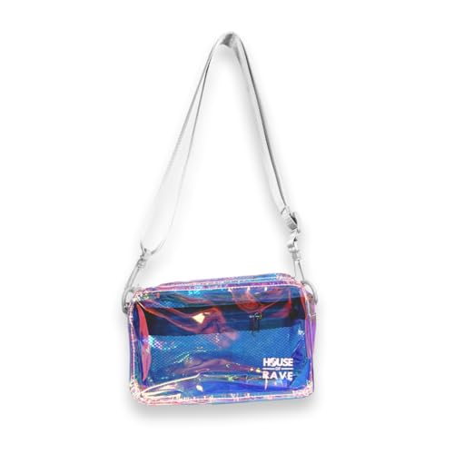 House Of Rave Iridescent Holographic Crossbody Bag - Clear Festival
