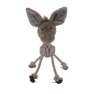 Cupid & Comet Plush Squeaky Dog Toys for Christmas for Small & Medium Dogs (Festive Rope Donkey)