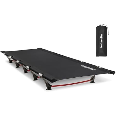 Naturehike Ultralight Camping Cot, Easy to Assemble Folding Tent Cot, Compact & Protable Camping Bed for Camping, Mountaineering, & Hiking, Supports 330lbs with Carry Bag, GreenWild Dark Black Cover