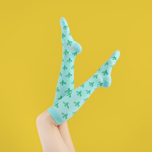 BISOUSOX 4 Pares Medias Calcetines de Compresión Mujer Hombre 15-20 mmHg Calcetines de Compresión Hasta la Rodilla Unisexo Calcetines de Ciclismo Correr Deporte Regalos para Mujeres Embarazadas - imagen 4