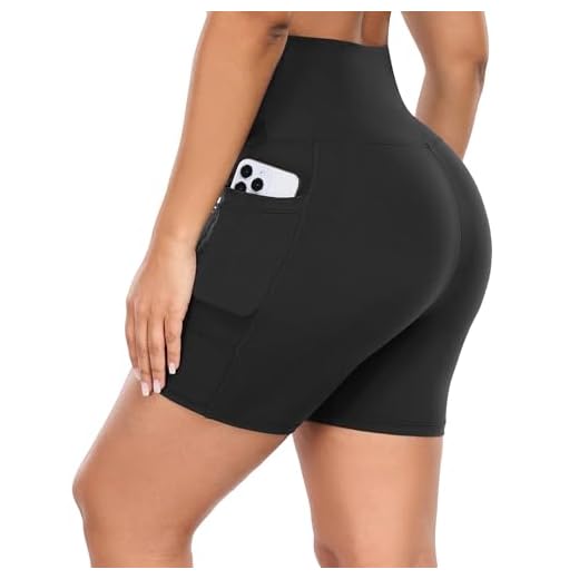 Gimdumasa Träningsshorts Dam Sportshorts Dam Hög Midja Leggings Kort Cykelbyxor Löpbyxor med Fickor för Kvinnor Sport Träning Fitness Yoga GI371 (Svart,l)