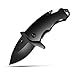 Coowolf Small Pocket Knife for men, 1.58 Inch Blade, Black Stainless Steel, Compact Keychain knife with Safety Lock and Clip for Camping, Hiking, Daily Tasks, Mini Folding Box Cutter EDC Gadgets Tools