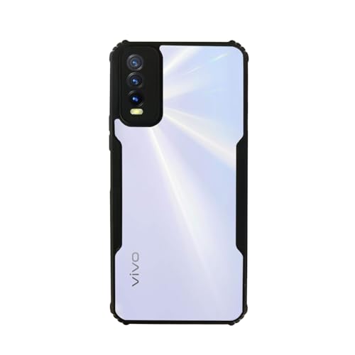 Image of AIBEX Crystal Clear Back Cover Case for Vivo Y20 | 360 Degree Protection | Shock Proof Design | Transparent Back Cover Case (PC & TPU, Black Bumper)