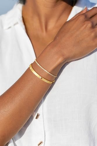 Bracelet for Women - Dainty Stack Bracelets Trendy Adjustable 14K Gold Plated Thin Paperclip Bead Box Satellite Figaro Cuban Link Chain Bracelet Set for Women Waterproof Jewelry Gift