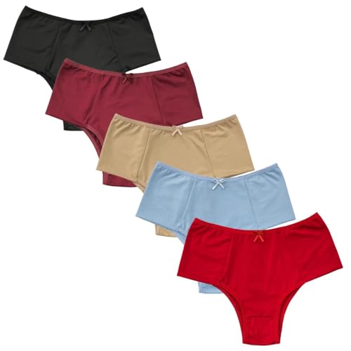 Kit de 5 Calcinhas Pós-Parto com Pala Dupla Lateral, Tecido Suave e Elástico, Cores Sortidas (BR, Alfa, M, Regular, MULTICOLORIDO)