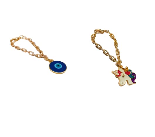 Morel Sturdy Rose Gold Watch Charm of Blue Evil Eye and Unicorn Face Pendant, Watch Charm, Watch Accessories, Giftable for Wife, Sister or Friends Pack of 2 (B09ZHLBMJ7) Amazon Price History, Amazon Price Tracker