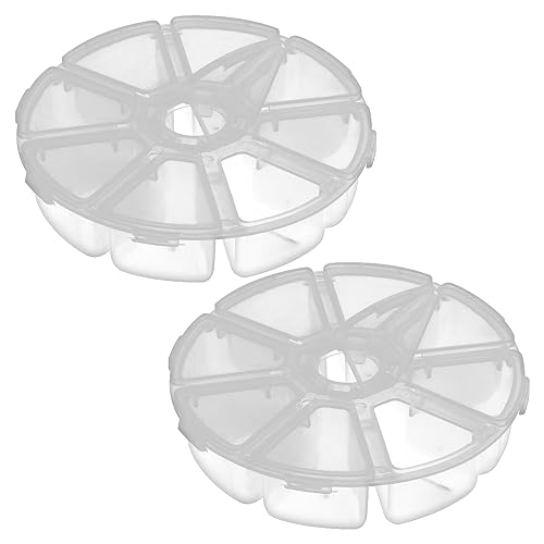Image of Clear Plastic Organizer Box,Fixed 8 Grids Round Storage Container Jewelry Box with Separate Cover,for Beads Art DIY Crafts Jewelry Fishing Tackles 4.06 inchx4.06 inchx0.94 inch(LxWxH) 2PCS