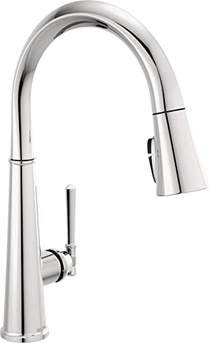 Image of Delta Faucet Emmeline Pull Down Kitchen Faucet Chrome, Chrome Kitchen Faucets with Pull Down Sprayer, Kitchen Sink Faucet, Faucet for Kitchen Sink with Magnetic Docking, Lumicoat Chrome 9182-PR-DST