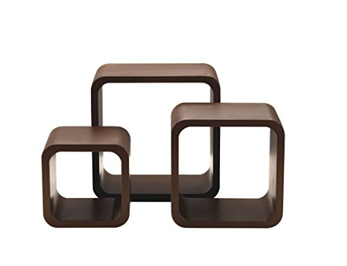 King Collection King Home m1106014/à Set 3 Pièces Étagère Quadra Courbe Noyer