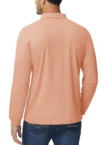 Image of MAGCOMSEN Men's Long Sleeve Golf Polo Shirts Collared Athletic Quick Dry Lightweight Work Shirts