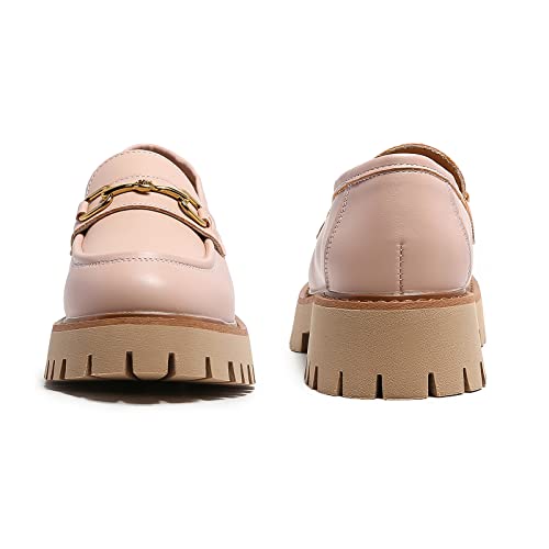 Image of Platform Loafers for Women Chunky Heel Lug Sole Loafers Slip ons Round Toe