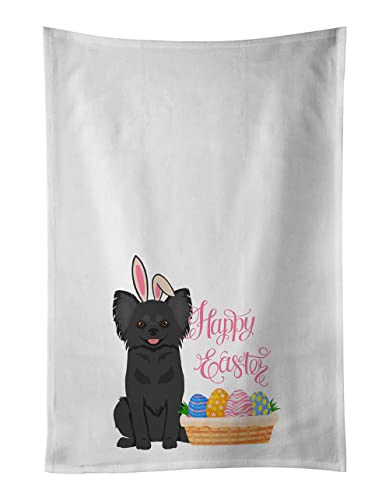 Caroline's Treasures WDK4972WTKT Longhaired Black Chihuahua Easter White Kitchen Towel Set of 2 Dish Towels Decorative Bathroom Hand Towel for Hand, Face, Hair, Yoga, Tea, Dishcloth, 19 X 25, White