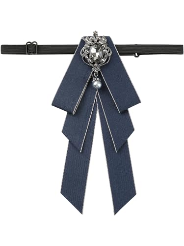 Image of Women's Ribbon Brooch Necktie Rhinestone Bow Ties for Elegant Chic