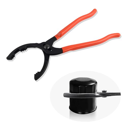 Image of Salior 12'' Oil Filters Removal Specialty Tool Oil Filter Wrench, 3-Position Adjustable+15Bent Angle Head Design Oil Filter Pliers for 45-150mm Engine Filters, Conduit, Fittings (Orange)