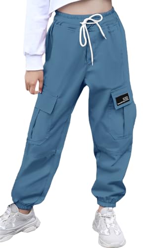 Image of Cromoncent Girls&Womens Cargo Pants Elastic Waist Lightweight Outdoor Jogger Pants, 6 Years - XX-Large