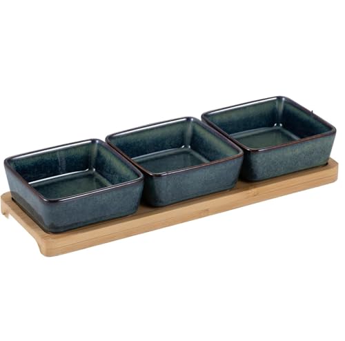 BUERPINKING Juego de cuencos para salsas con tabla de madera, cuencos para servir cuencos para salsas de mesa, cuencos para aperitivos, cuencos de postre, cuencos para salsas de aperitivos, mermeladas
