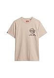 SUPERDRY WORKWEAR FLOCK GRAPHIC T SHIRT M1011906A Lavin Beige Marl Taille M