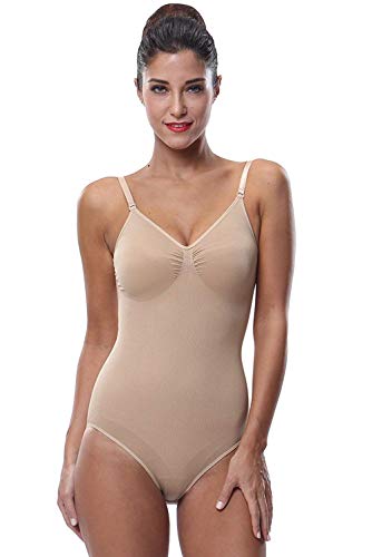 Franato Women's Shapewear Waist Shaper Leotard Tummy Slimmer Bodysuits X-Large Beige